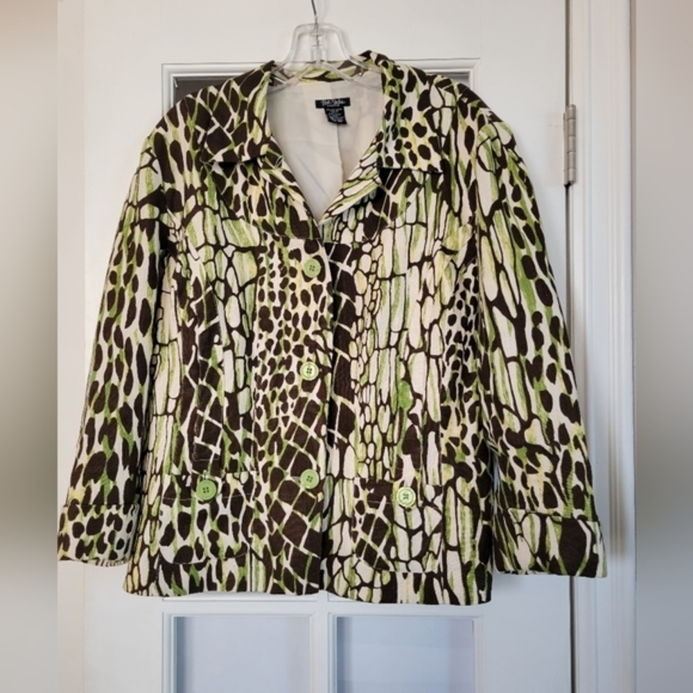 Bob Mackie Studio Linen animal print jacket size 14